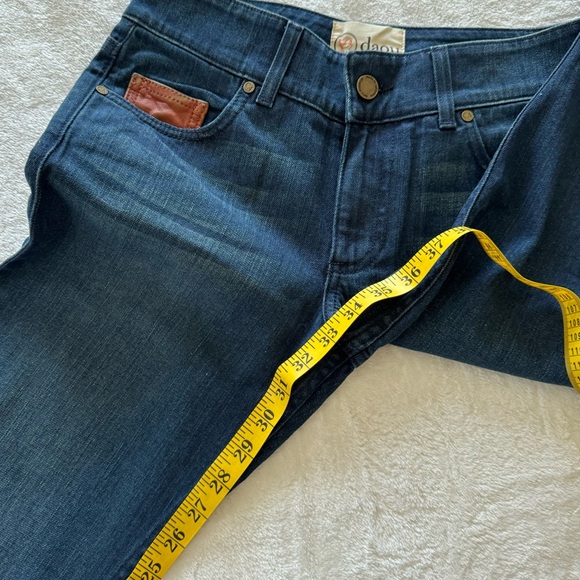 Daou Denim Co. Dark Wash High Rise Skinny Jeans Leather Patch Size 27 - Picture 10 of 10